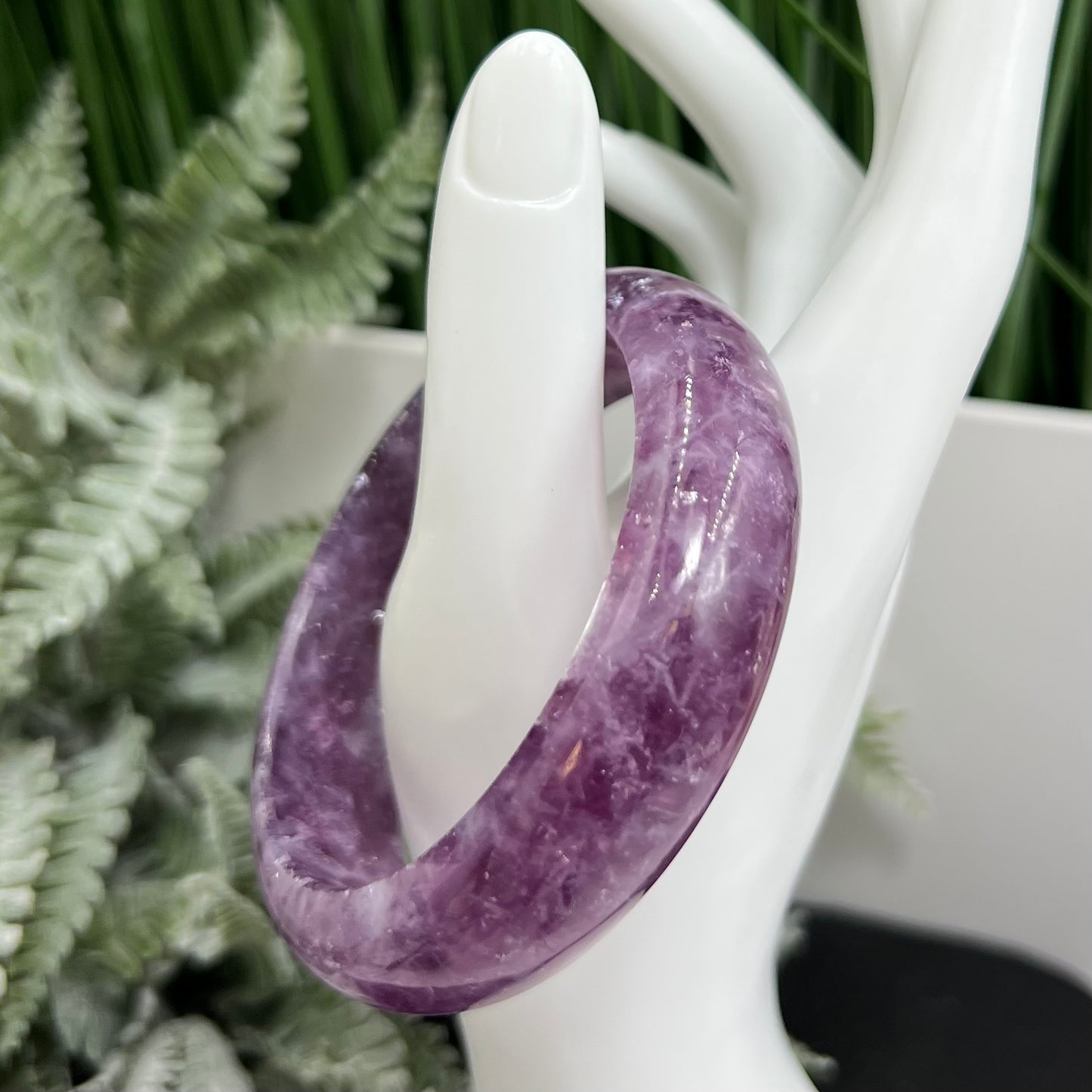 Lepidolite Purple Mica Bangle Bracelet Wearable Crystal 61mm Diameter