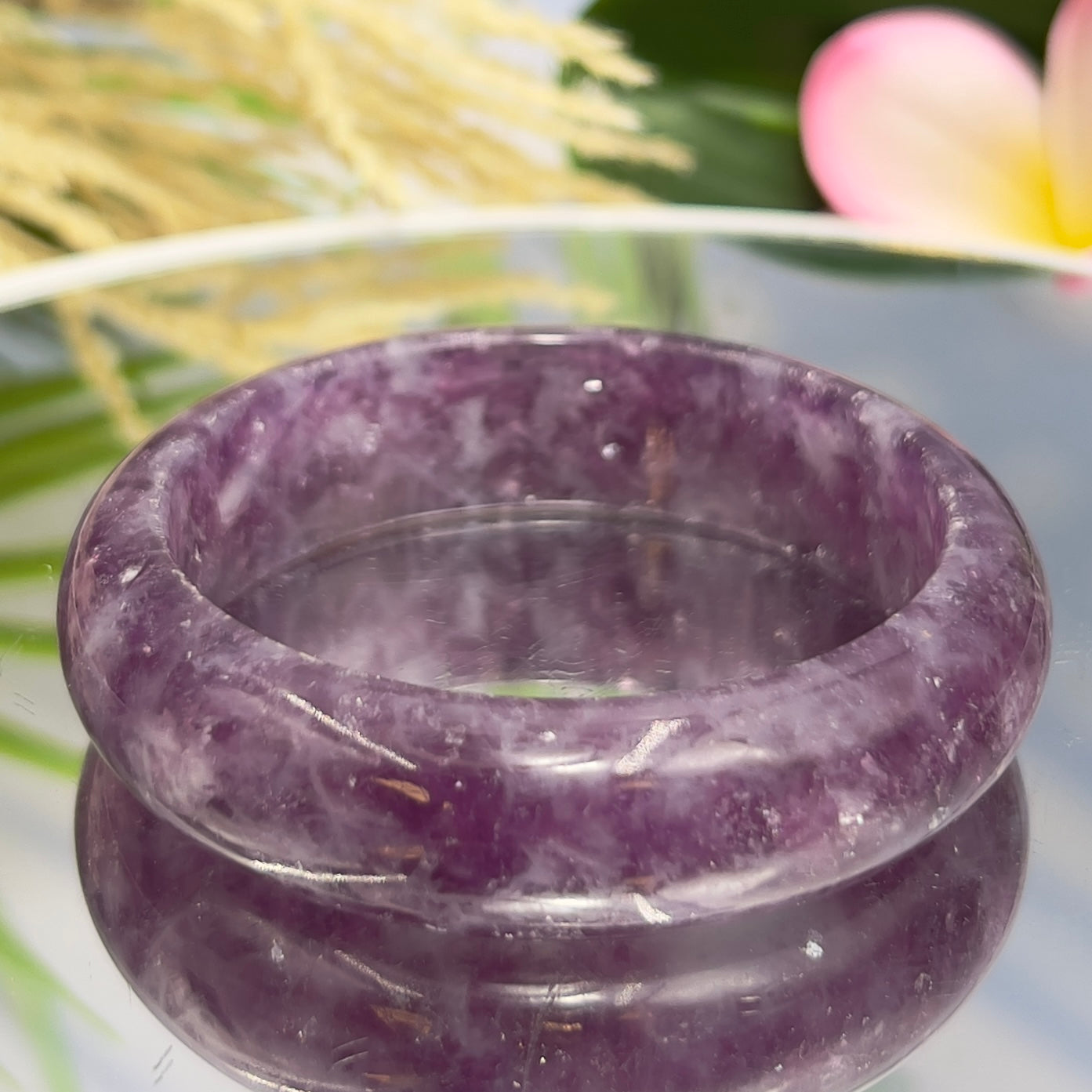 Lepidolite Purple Mica Bangle Bracelet Wearable Crystal 61mm Diameter