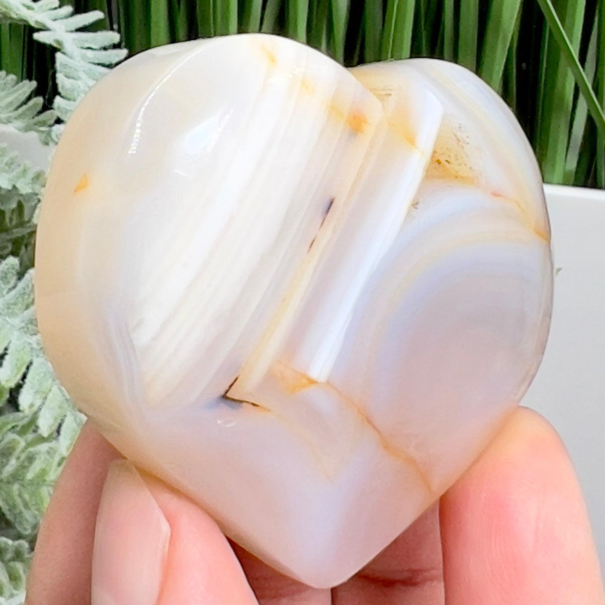 Agate Heart Healing Crystal Carving 92g