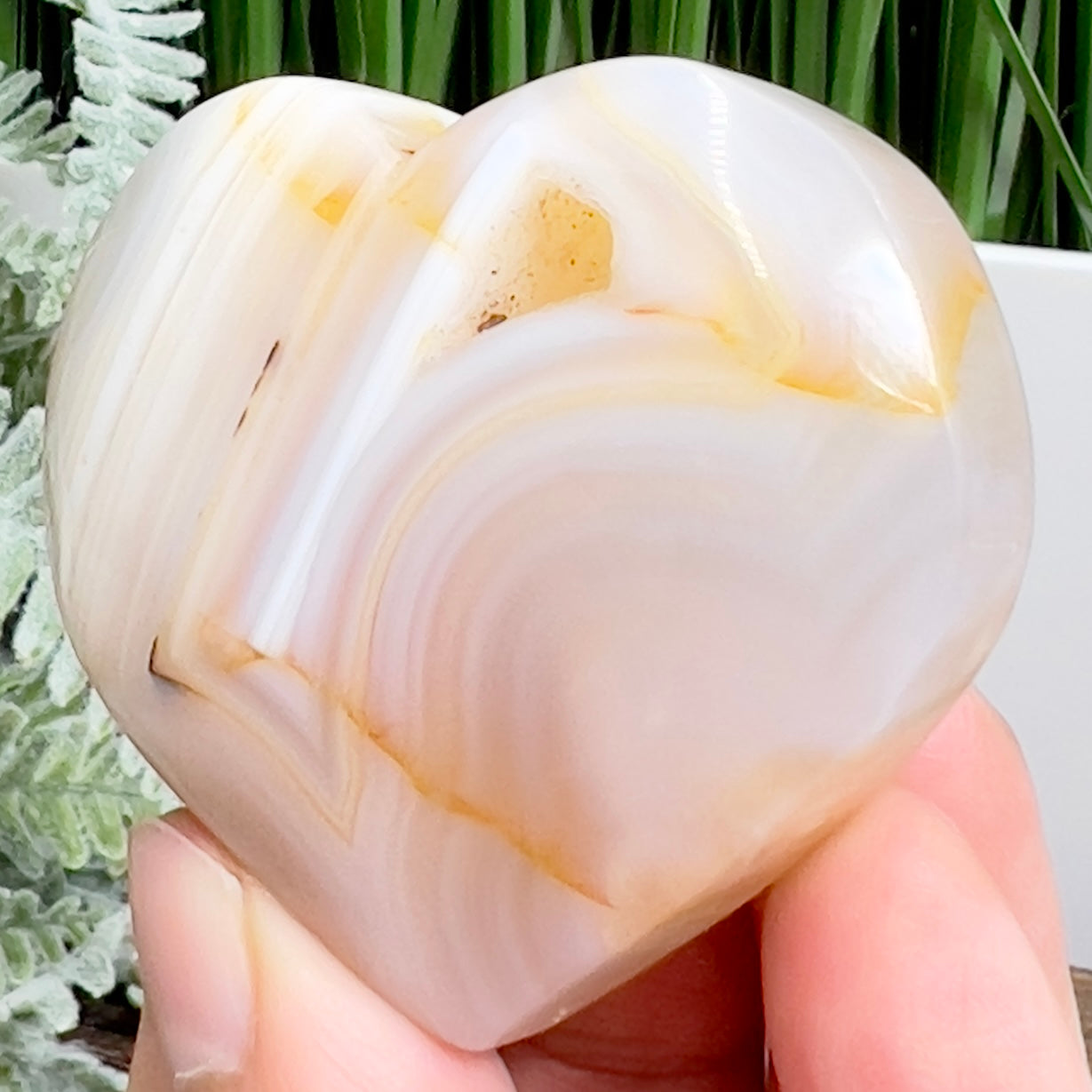 Agate Heart Healing Crystal Carving 92g