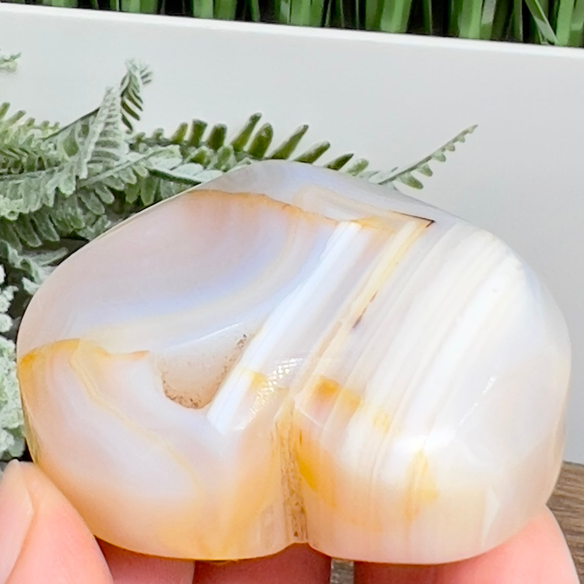 Agate Heart Healing Crystal Carving 92g