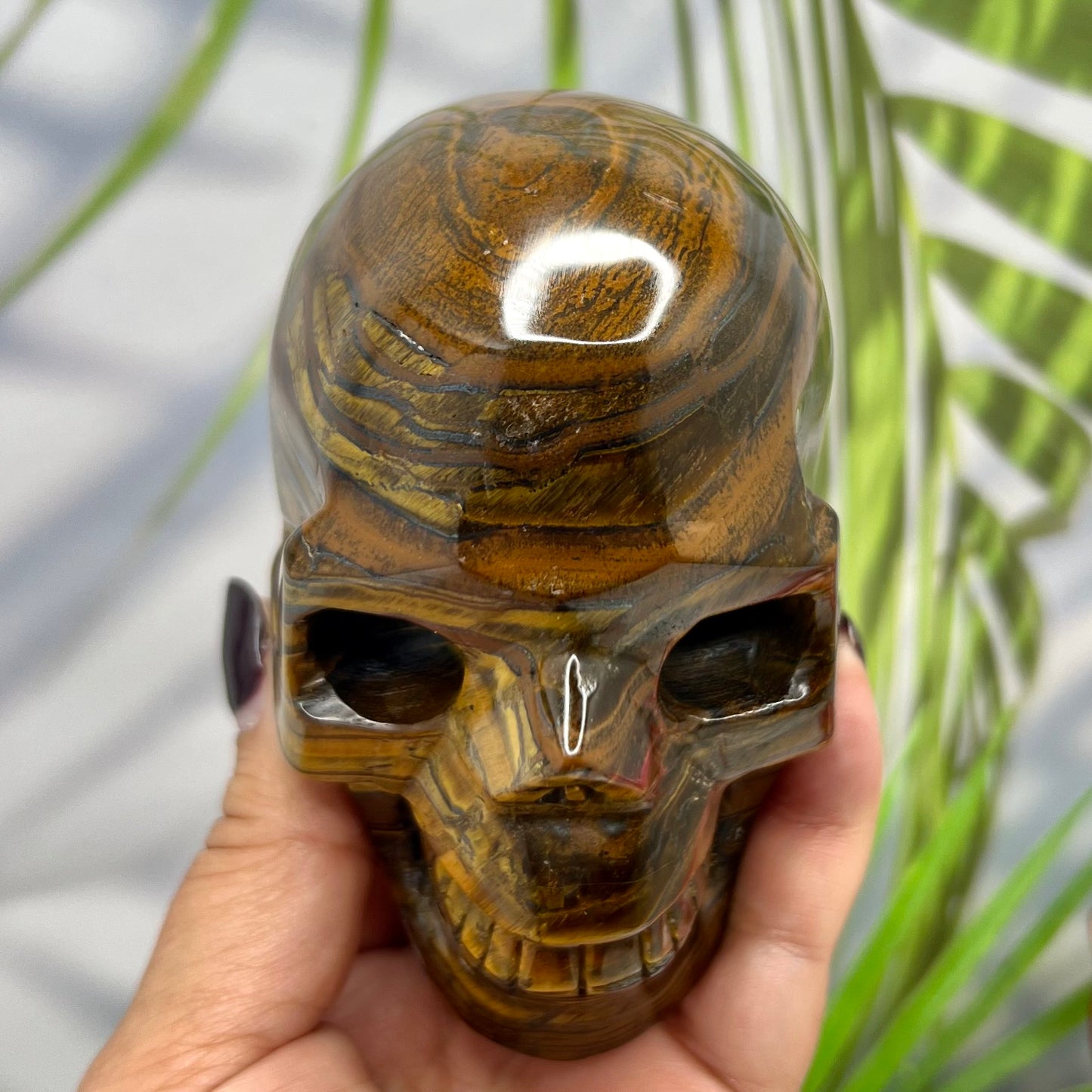 Tiger Iron Red Jasper Hematite Skull Mugglestone Crystal Skull Carving 894g