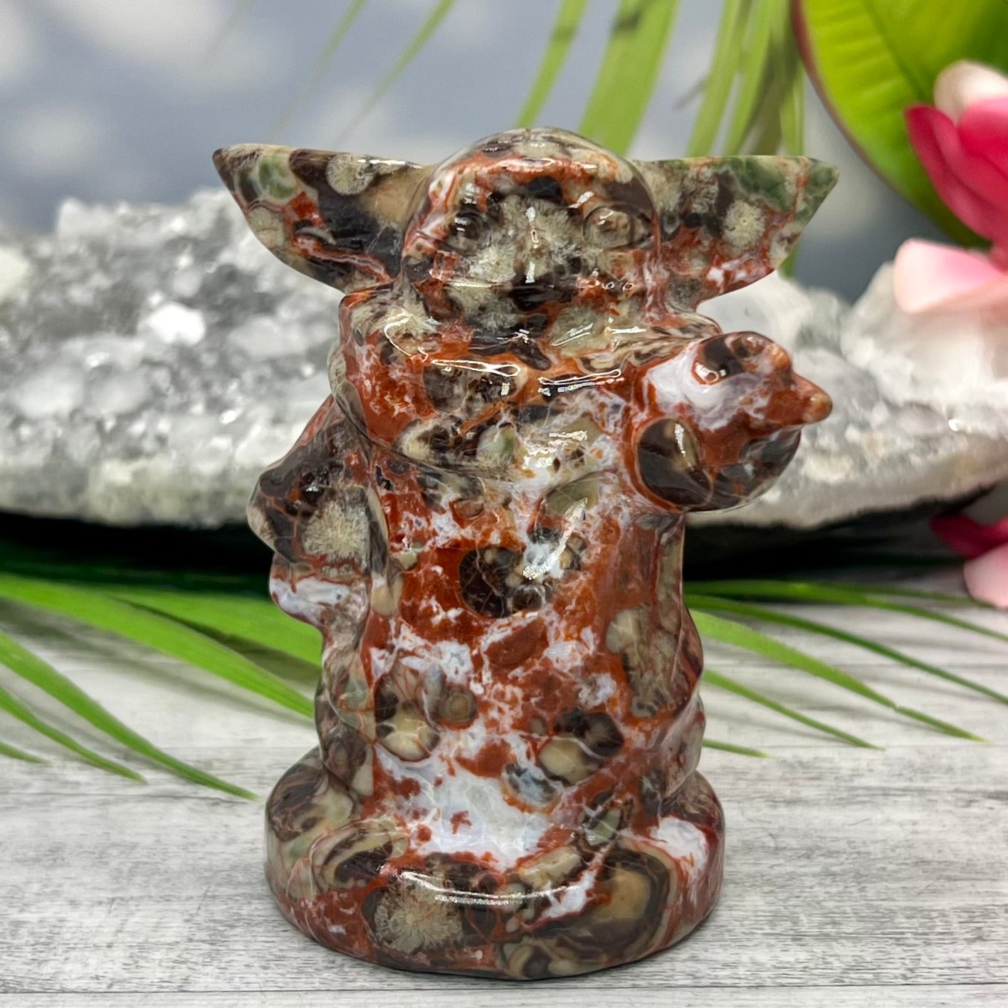 Natural Indonesia Agate Star Wars Crystal Yoda Quartz Carved Healing Reiki Figurines Australian Seller