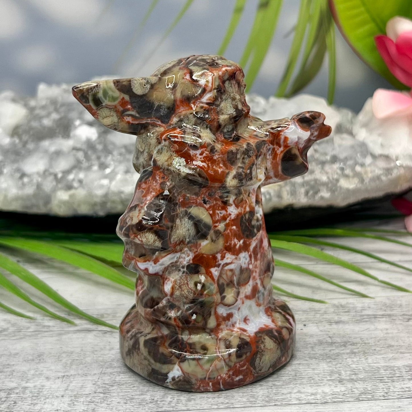 Natural Indonesia Agate Star Wars Crystal Yoda Quartz Carved Healing Reiki Figurines Australian Seller