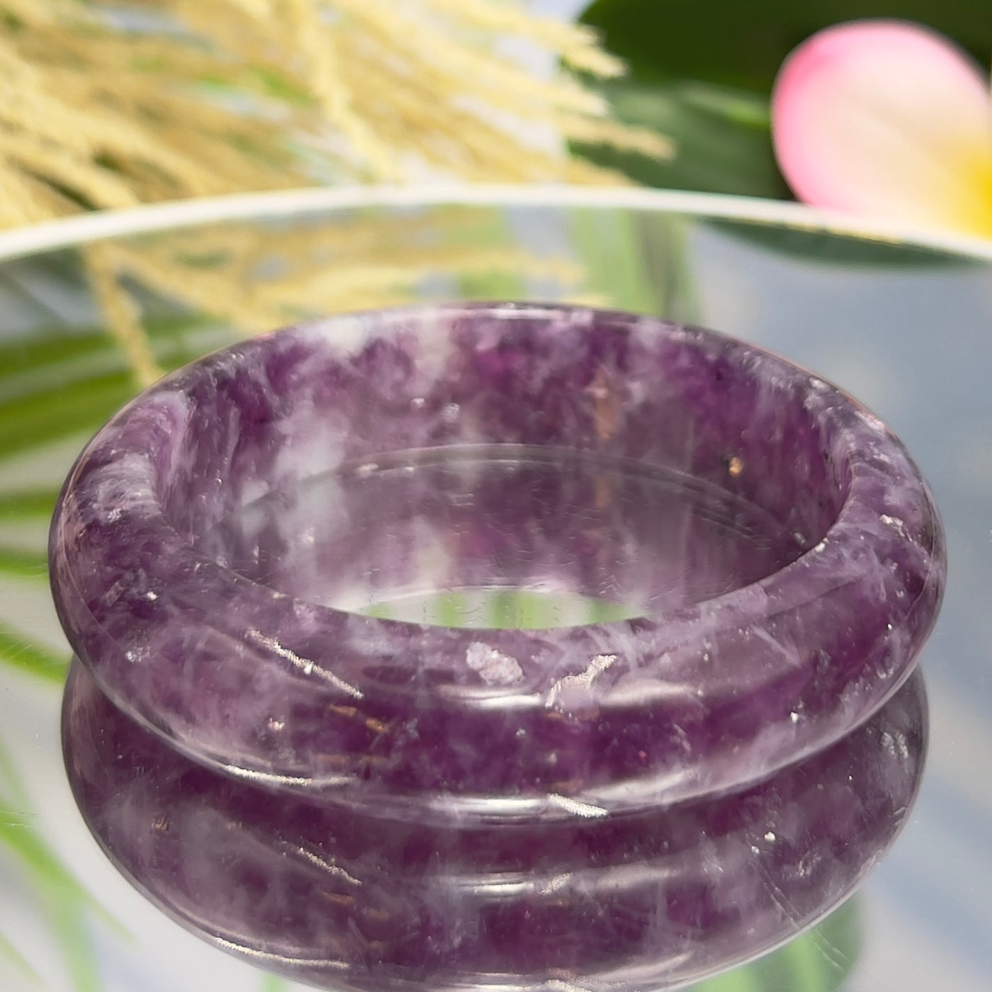 Lepidolite Purple Mica Bangle Bracelet Wearable Crystal 60mm Diameter