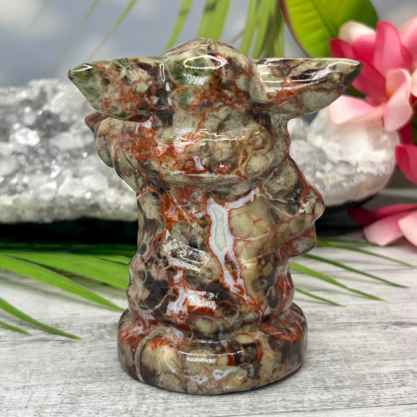 Natural Indonesia Agate Star Wars Crystal Yoda Quartz Carved Healing Reiki Figurines Australian Seller