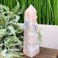 Pink Amethyst Flower Agate Tower Healing Crystal Generator 650g 179mm