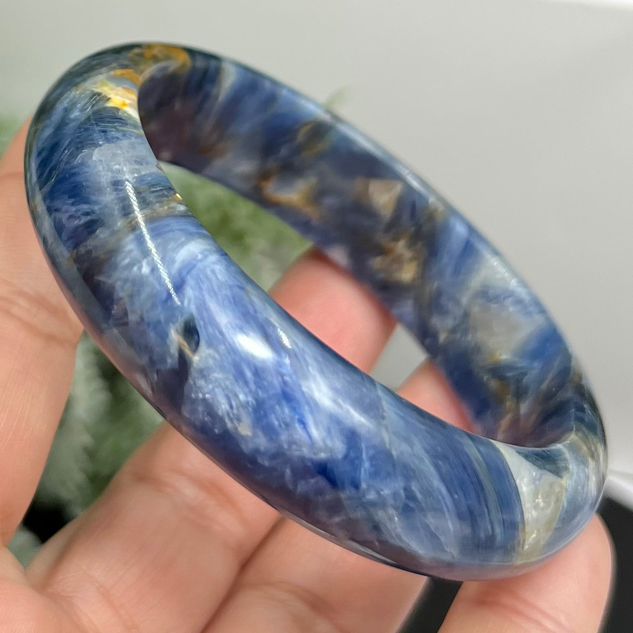 Blue Kyanite Mica Bangle High Quality RARE Crystal Jewellery 58mm Diameter