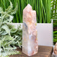 Pink Amethyst Flower Agate Tower Healing Crystal Generator 650g 179mm