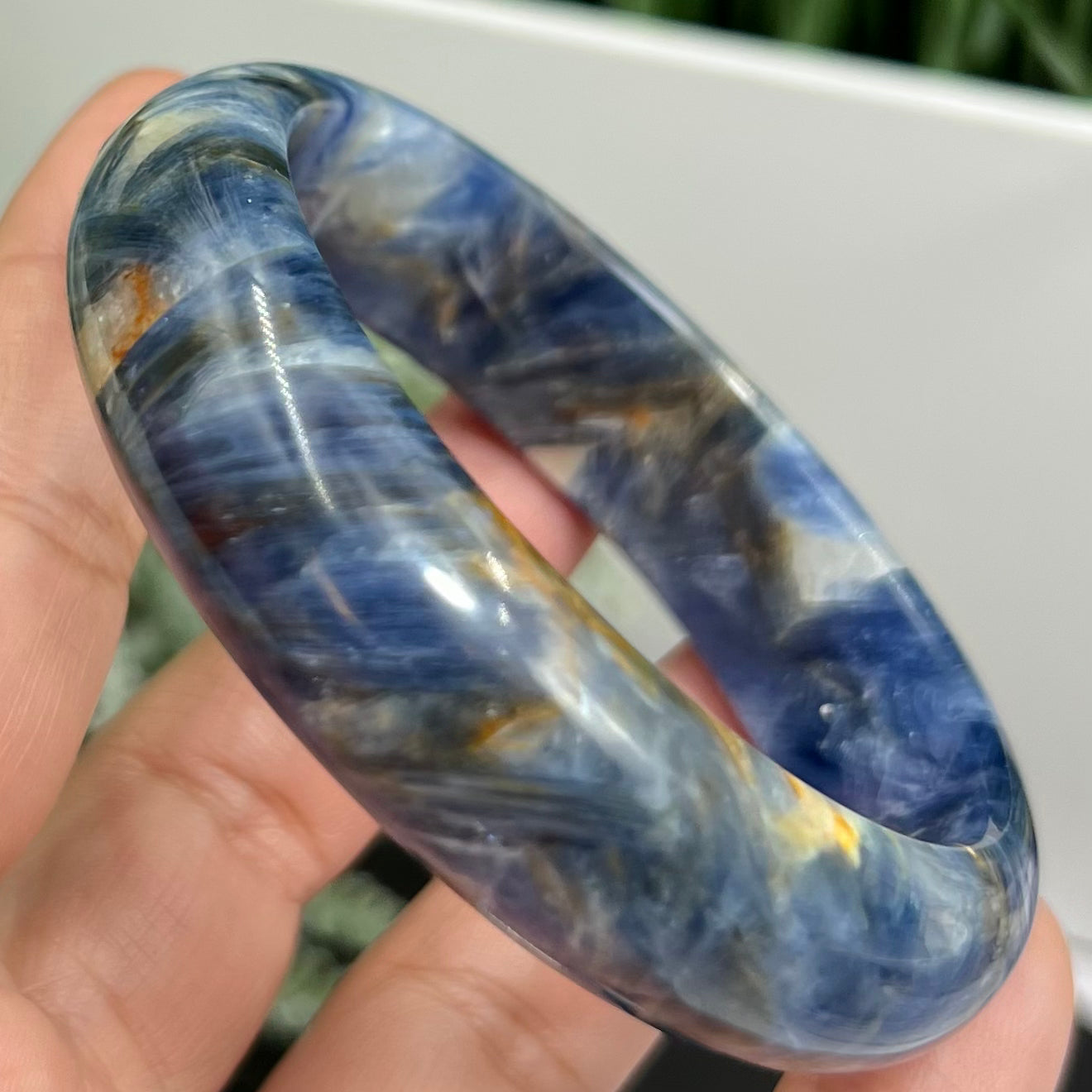 Blue Kyanite Mica Bangle High Quality RARE Crystal Jewellery 58mm Diameter