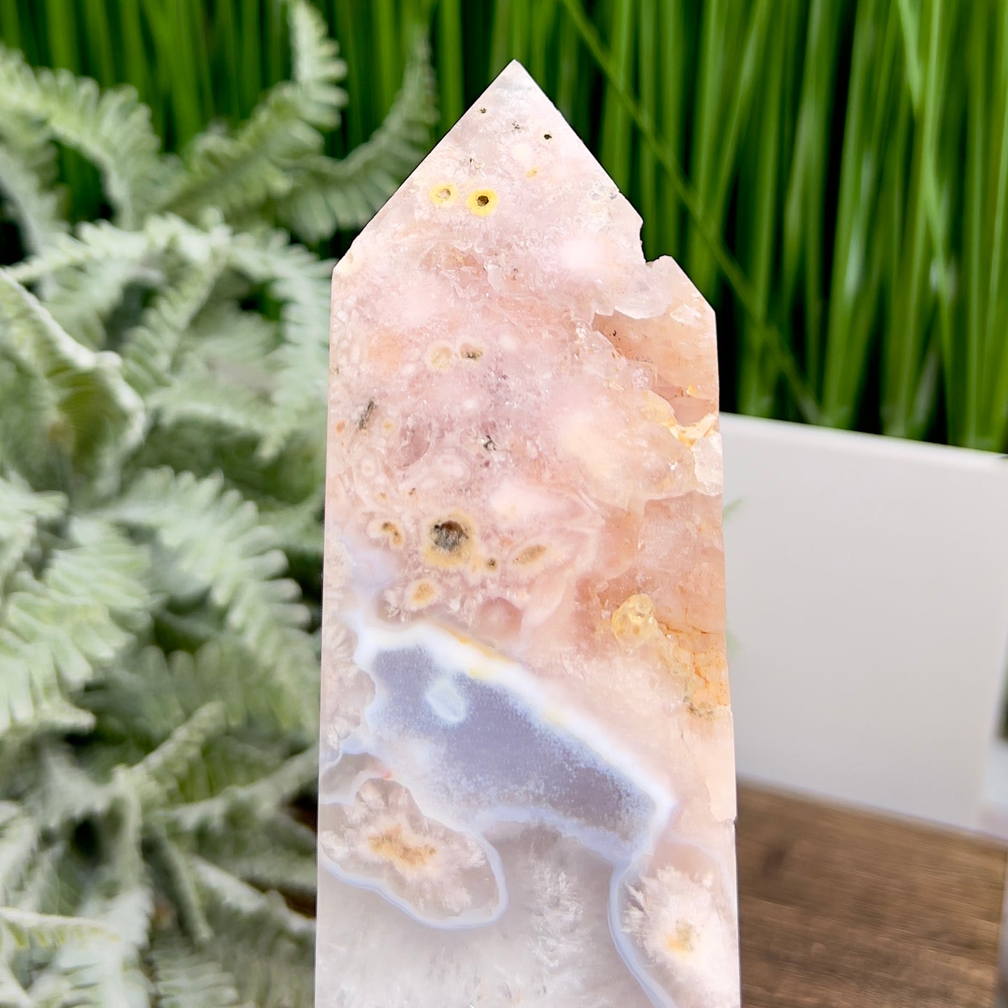 Pink Amethyst Flower Agate Tower Healing Crystal Generator 650g 179mm