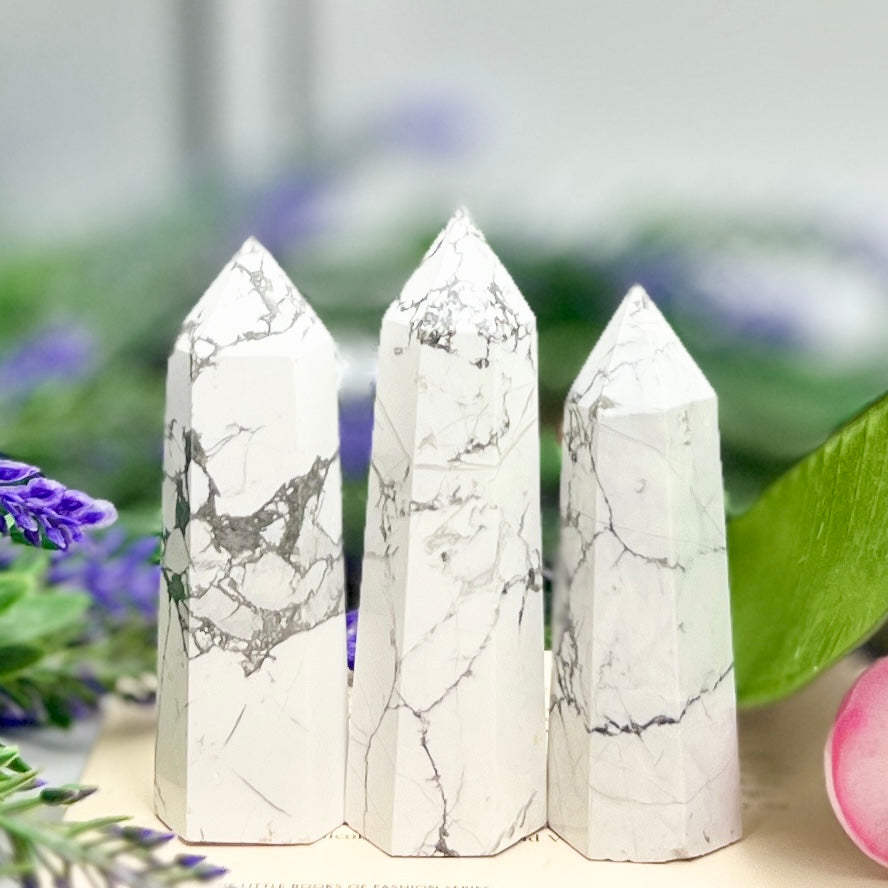 White Howlite Points Towers Crystal Generators