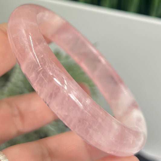 Rose Quartz Bangle Bracelet Love Gemstone Jewellery Crystal 59mm Diameter