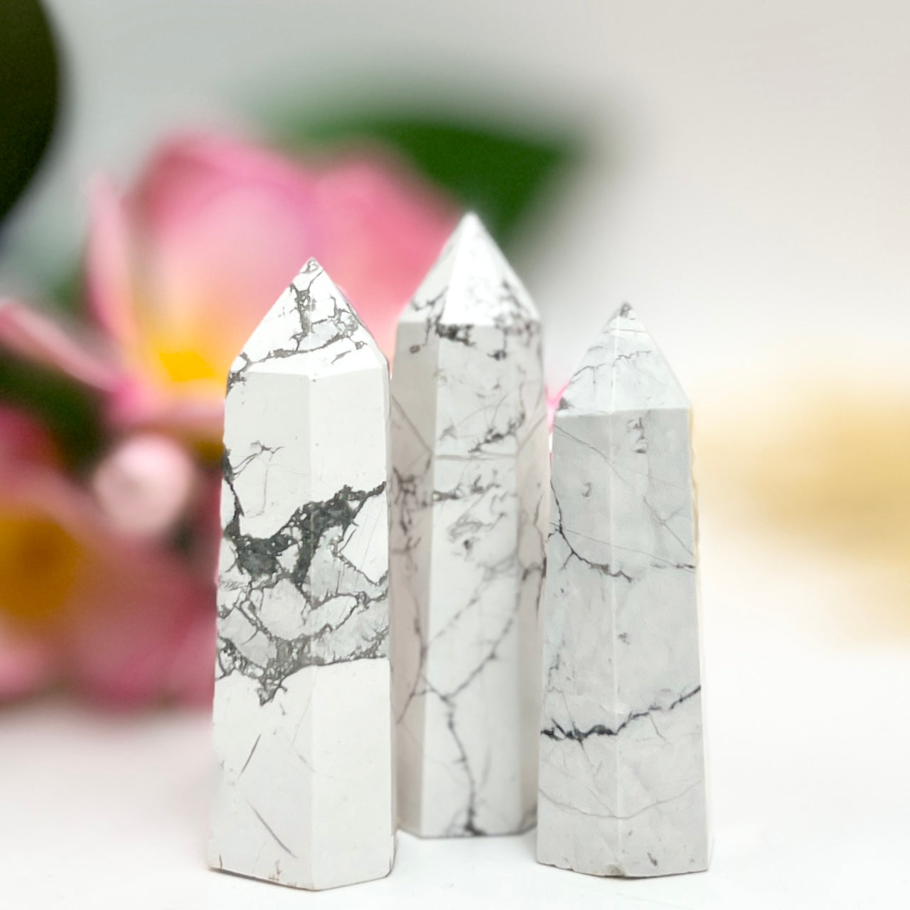 White Howlite Points Towers Crystal Generators