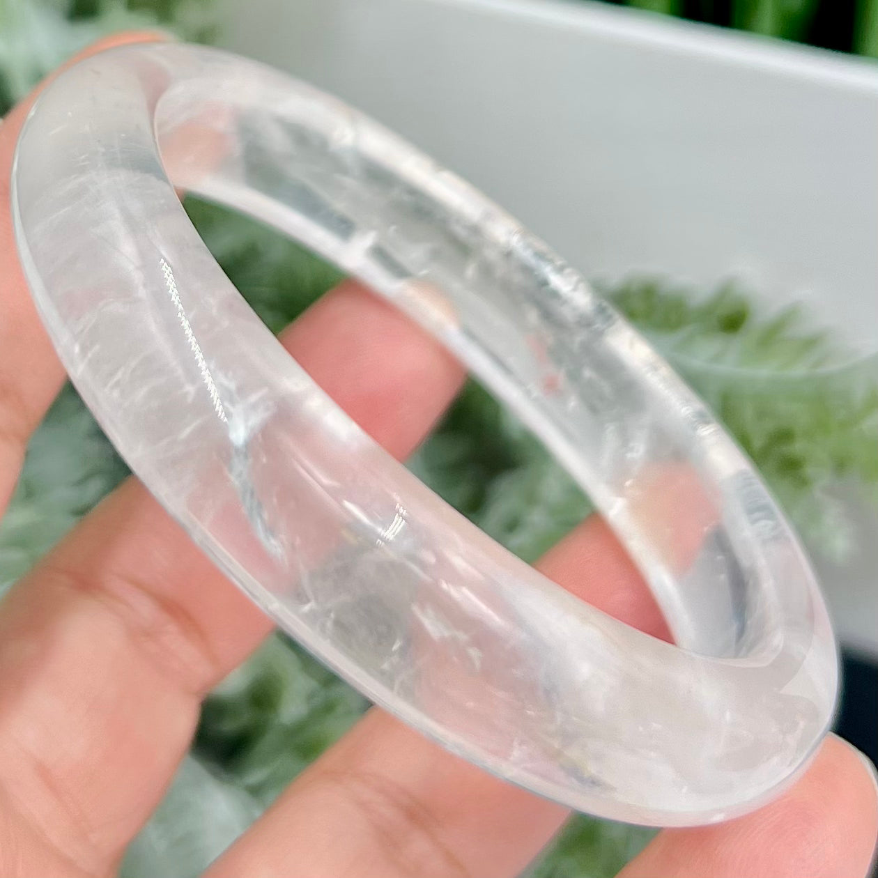 Clear Quartz Bangle Bracelet Gemstone Jewellery Crystal 62mm Diameter