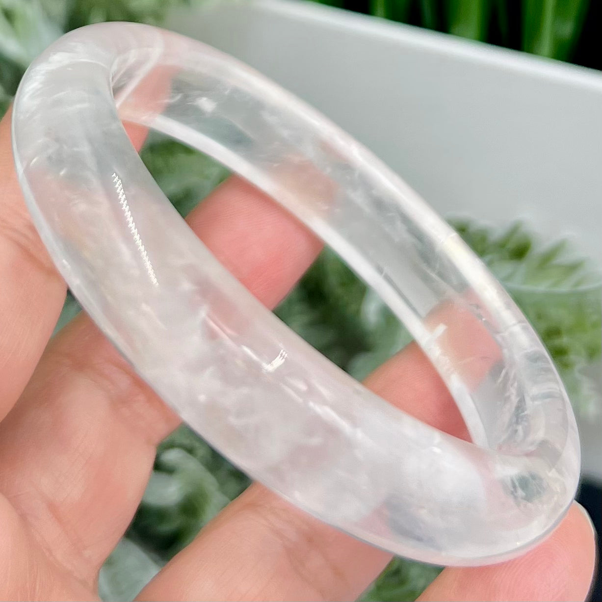 Clear Quartz Bangle Bracelet Gemstone Jewellery Crystal 62mm Diameter