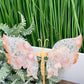 Flower Agate Quartz Butterfly Wings with Stand Healing Crystal Carving