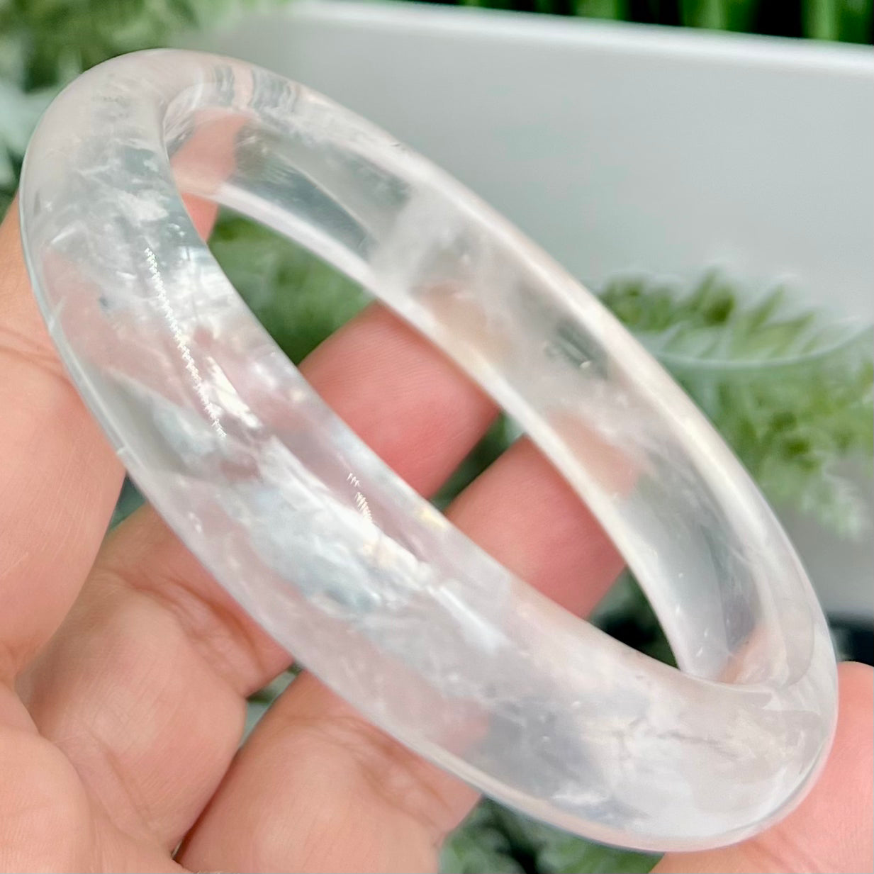 Clear Quartz Bangle Bracelet Gemstone Jewellery Crystal 62mm Diameter