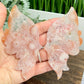 Flower Agate Quartz Butterfly Wings with Stand Healing Crystal Carving