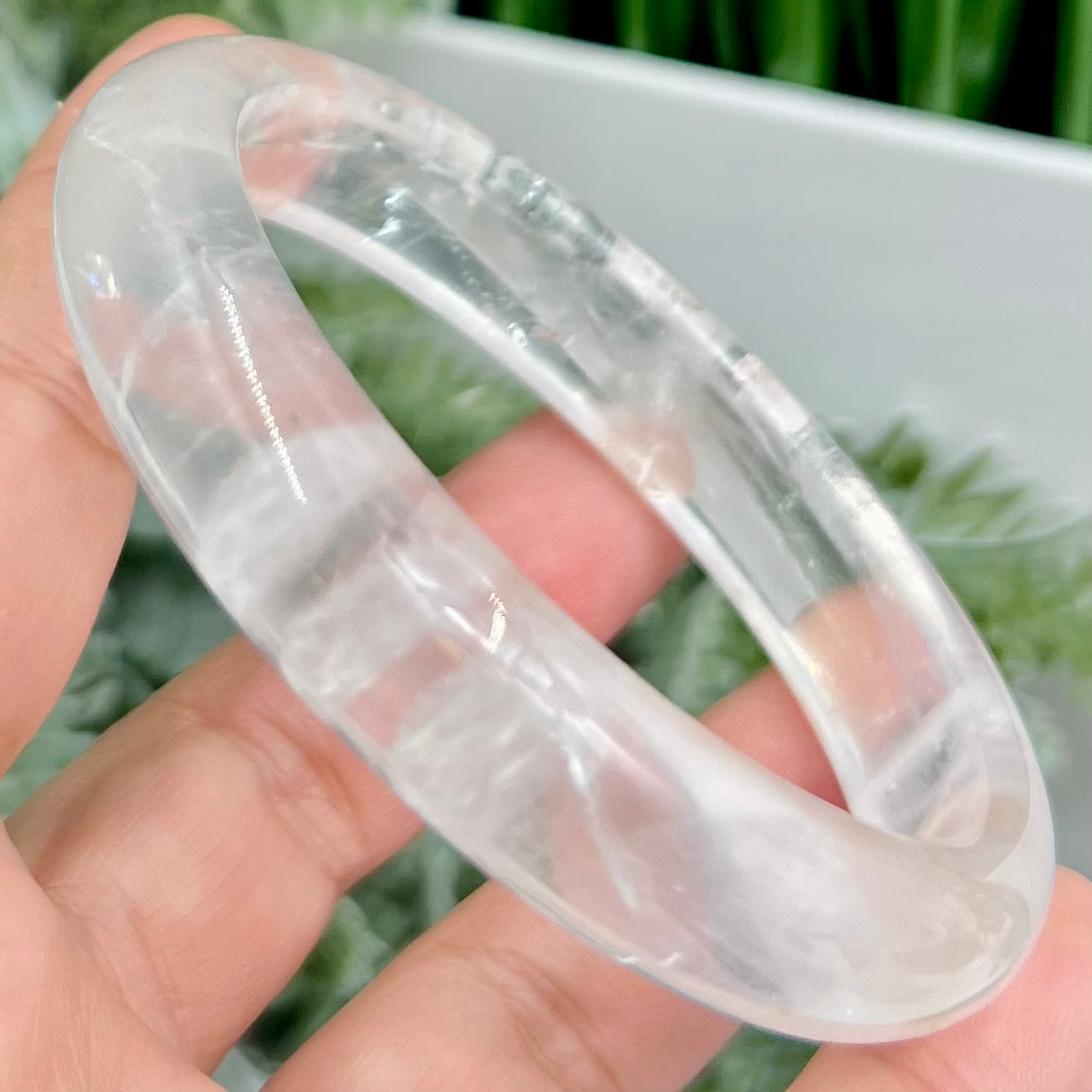 Clear Quartz Bangle Bracelet Gemstone Jewellery Crystal 62mm Diameter