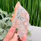 Flower Agate Quartz Butterfly Wings with Stand Healing Crystal Carving