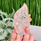 Flower Agate Quartz Butterfly Wings with Stand Healing Crystal Carving