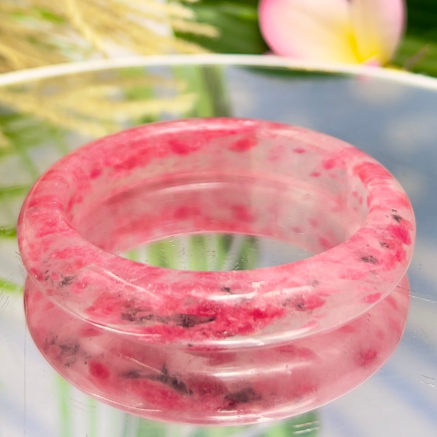 Rhodonite in Quartz Bangle Bracelet Gemstone Jewellery Crystal 59mm Diameter