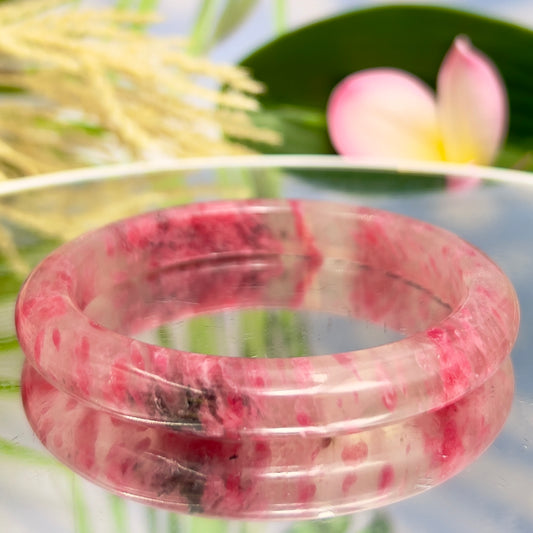 Rhodonite in Quartz Bangle Bracelet Gemstone Jewellery Crystal 63mm Diameter