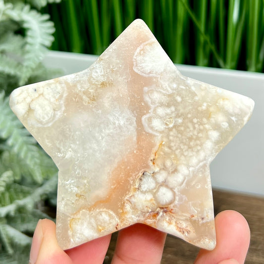 Flower Agate Star Healing Crystal Carving 150g