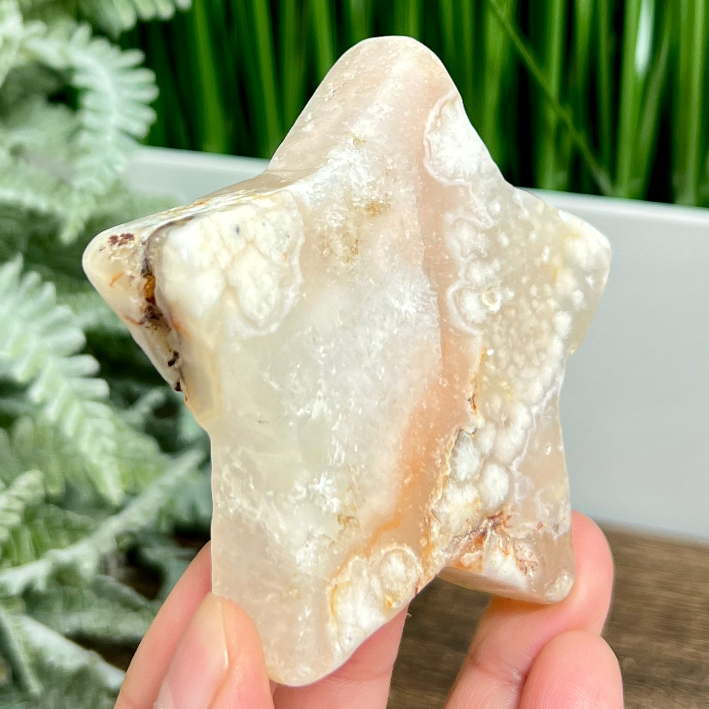 Flower Agate Star Healing Crystal Carving 150g