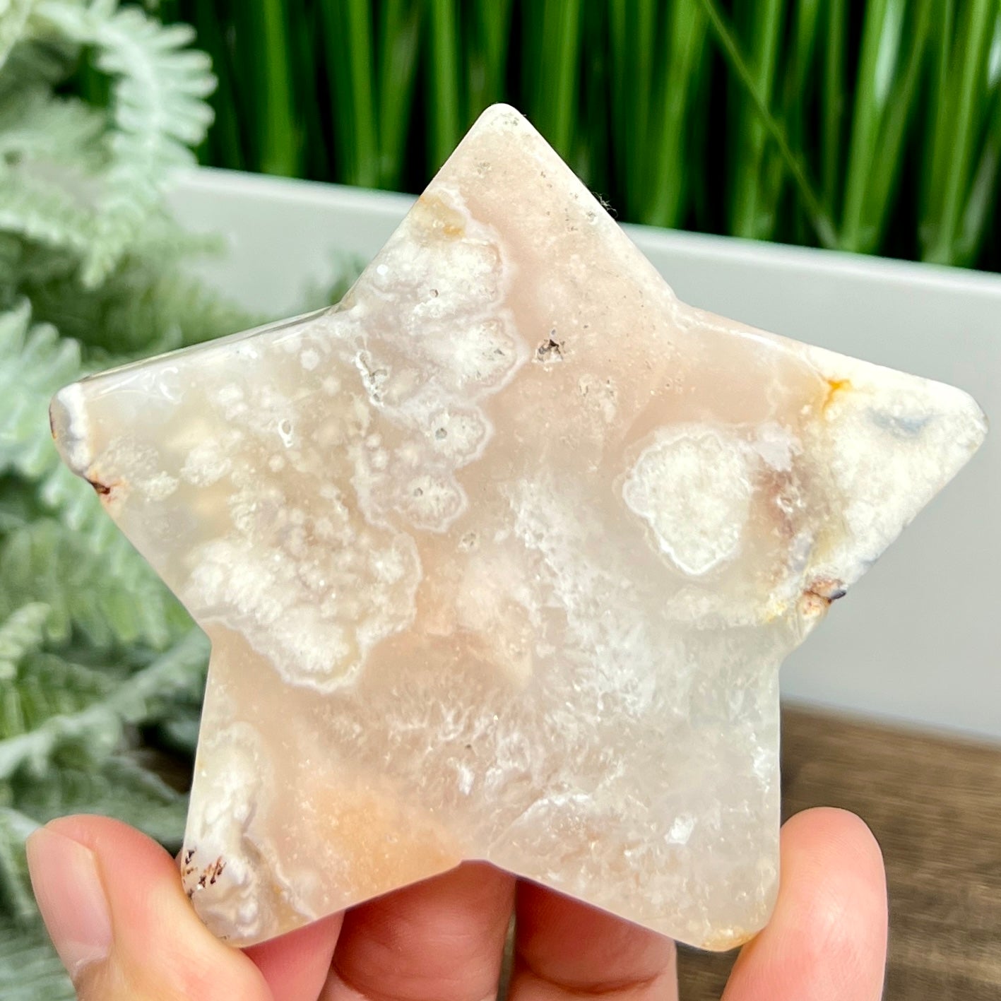 Flower Agate Star Healing Crystal Carving 150g