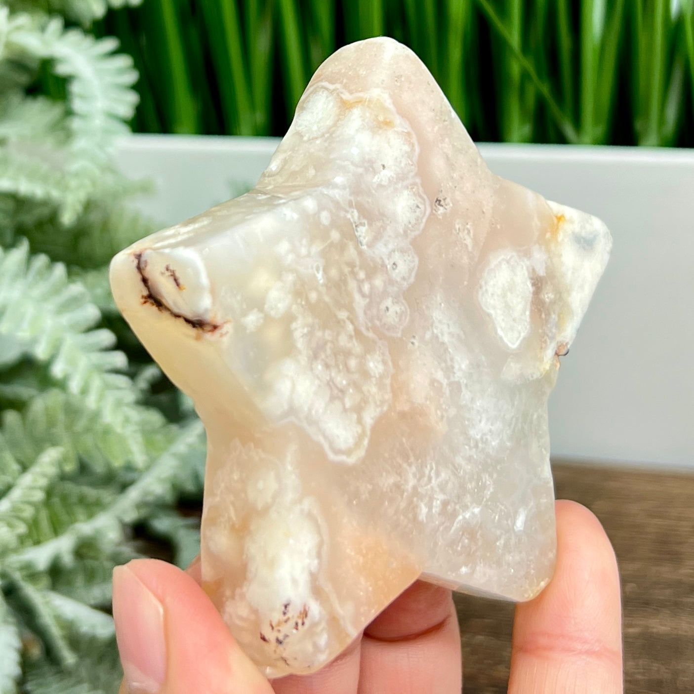 Flower Agate Star Healing Crystal Carving 150g