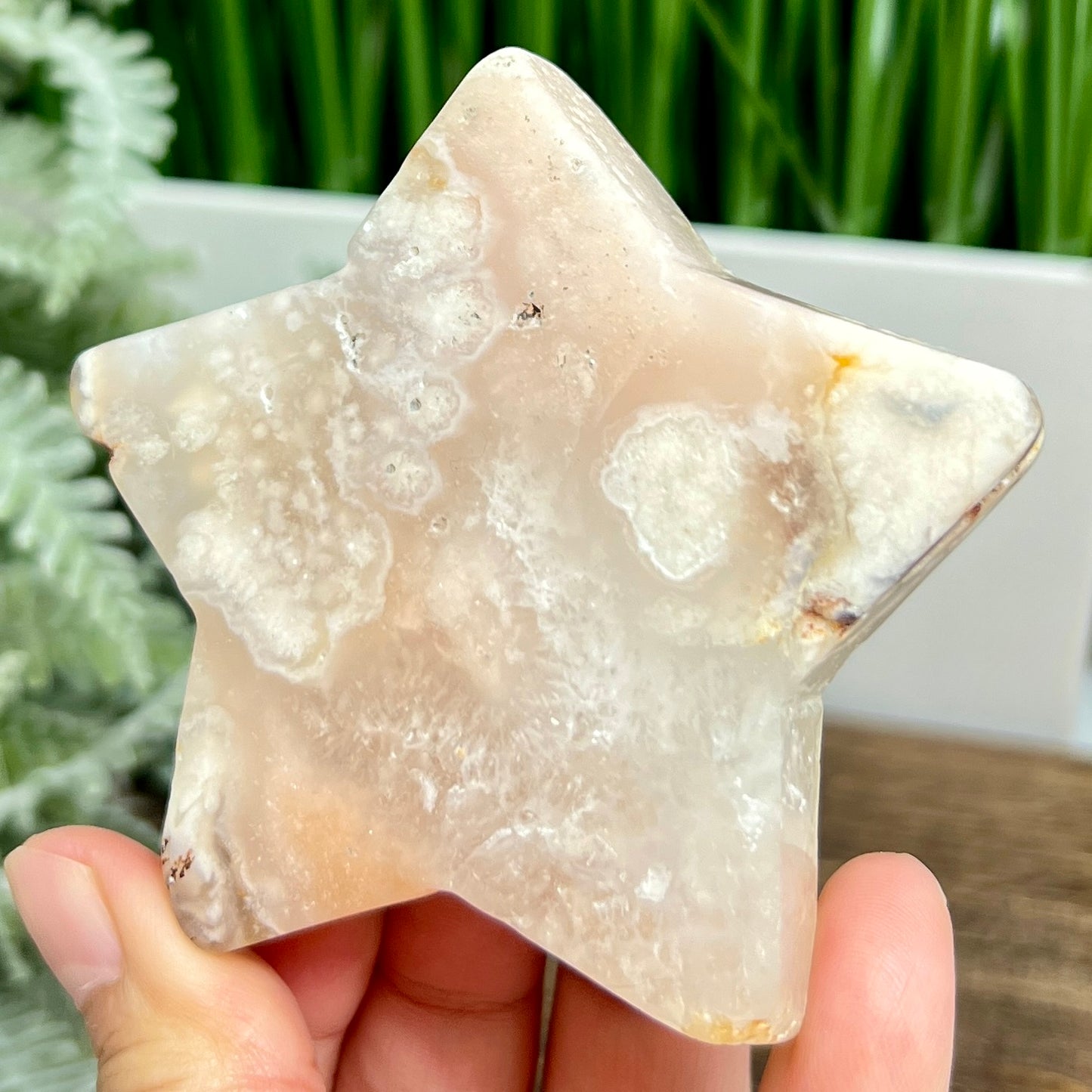 Flower Agate Star Healing Crystal Carving 150g