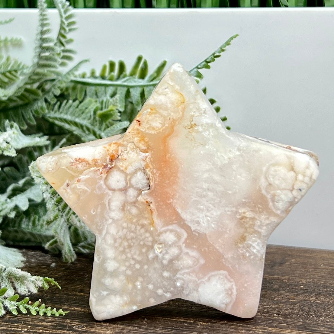 Flower Agate Star Healing Crystal Carving 150g