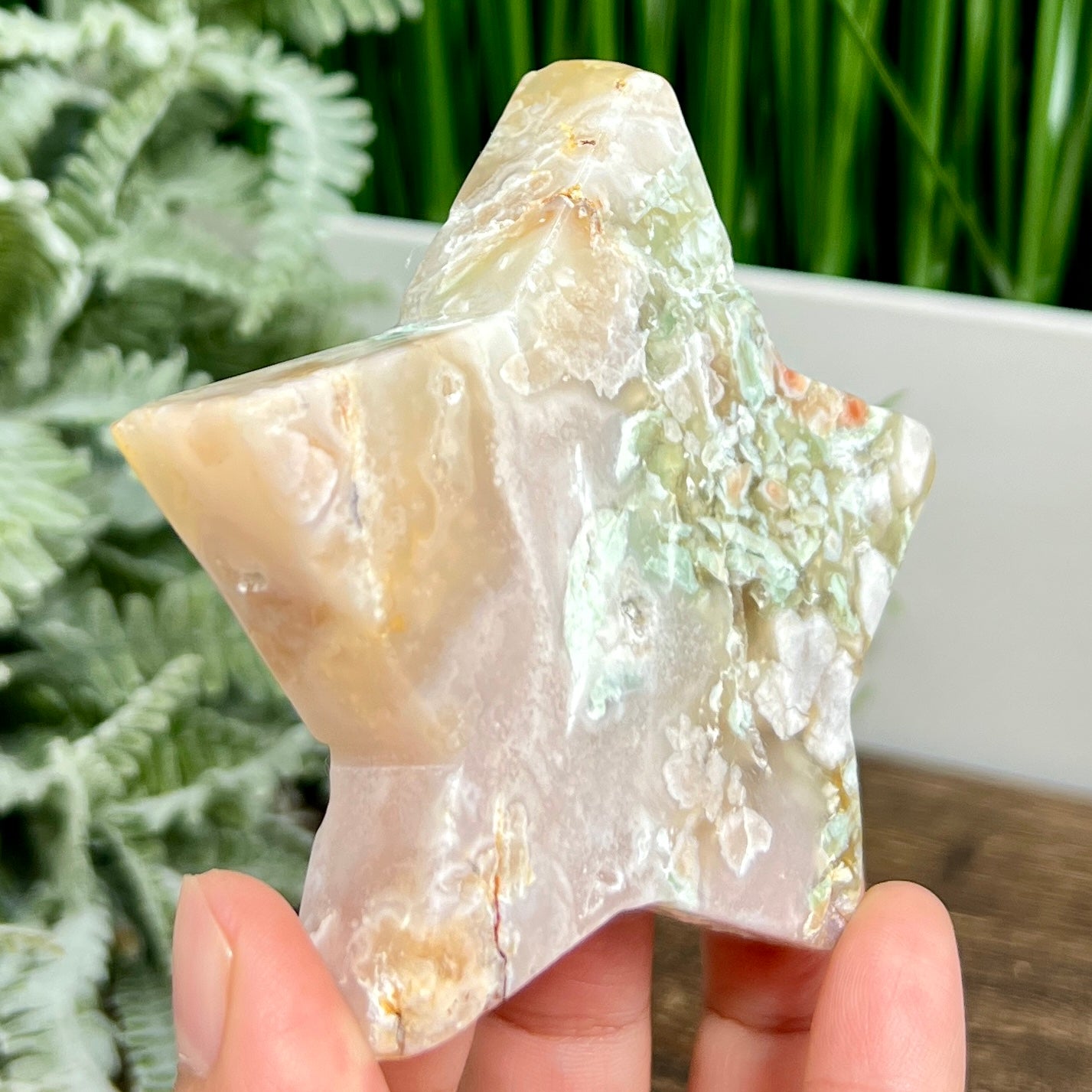 Flower Agate Star Healing Crystal Carving 152g