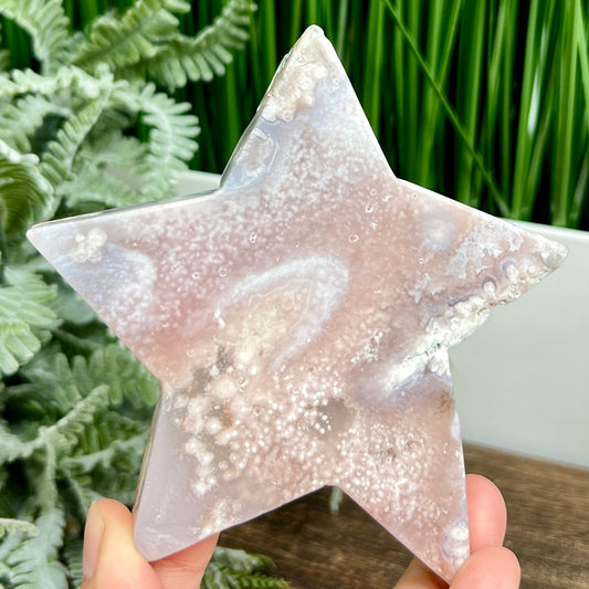 Flower Agate Star Healing Crystal Carving 206g