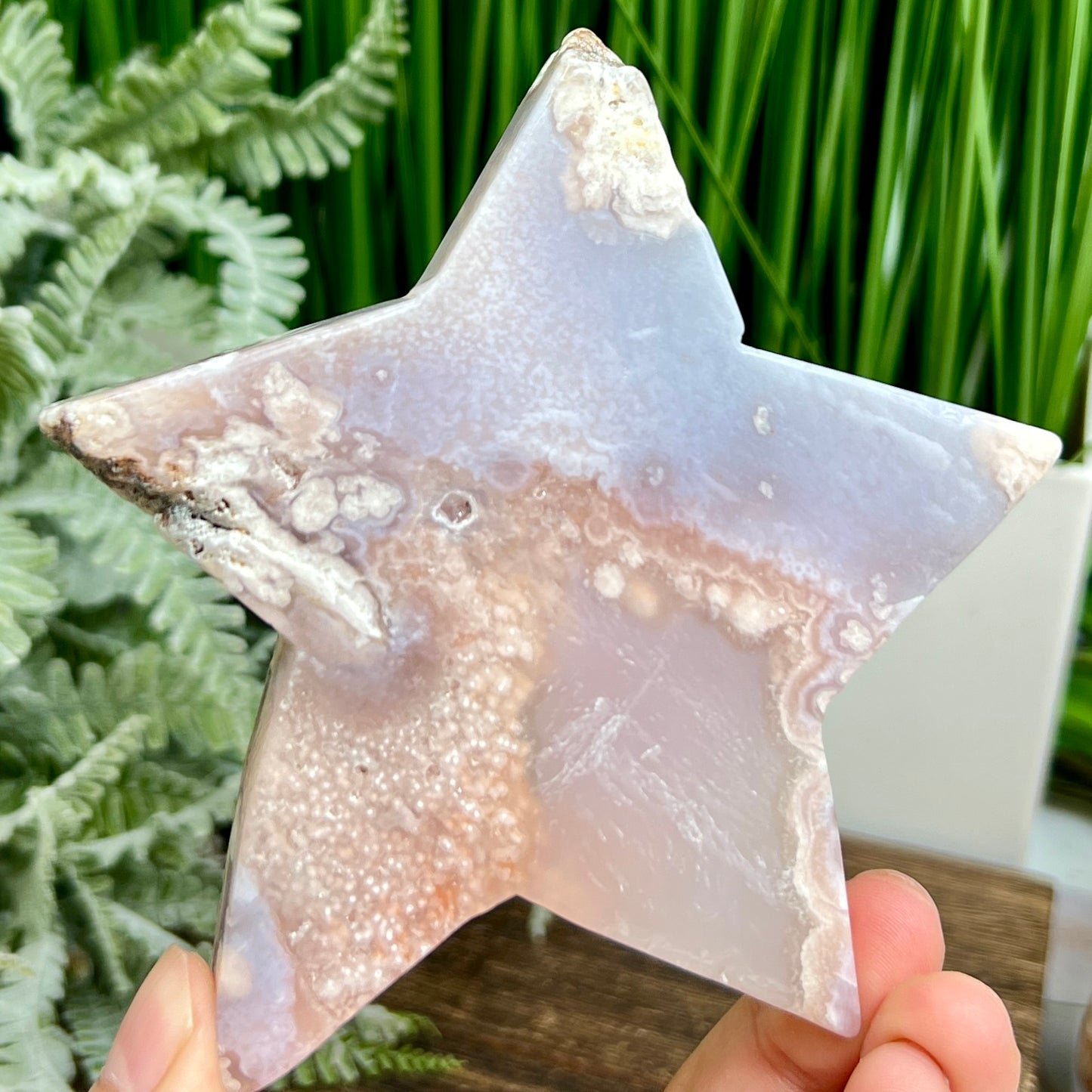 Flower Agate Star Healing Crystal Carving 206g