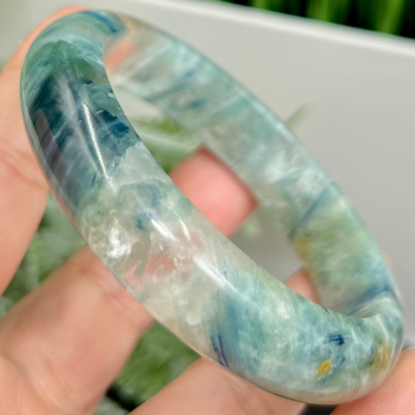 Chrysocolla Quartz Bangle Bracelet Gemstone Jewellery Crystal 60mm Diameter