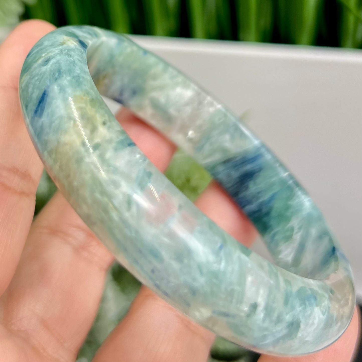 Chrysocolla Quartz Bangle Bracelet Gemstone Jewellery Crystal 60mm Diameter