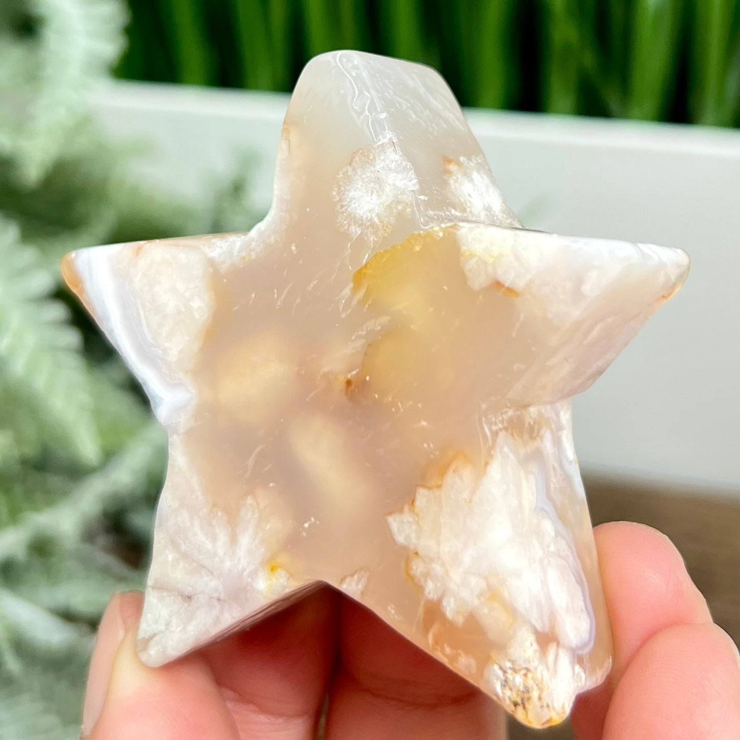 Flower Agate Star Healing Crystal Carving 78g