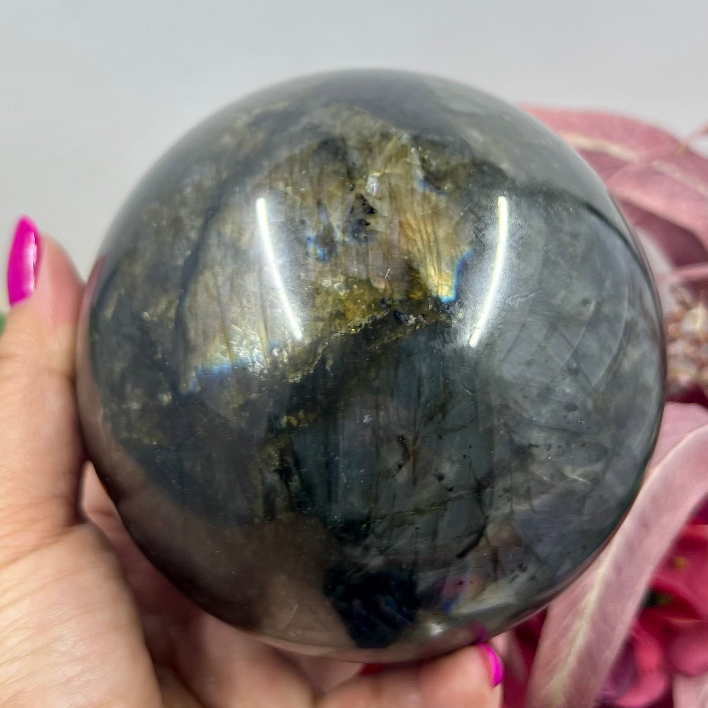 Large Crystal Sphere Labradorite 1895g Natural Ball Reiki Healing Flash Gemstone