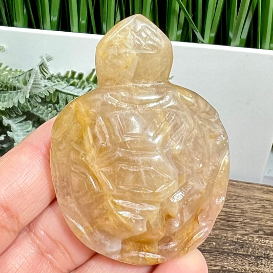 Golden Healer Quartz Turtle Hand Carved Crystal Sea Creature