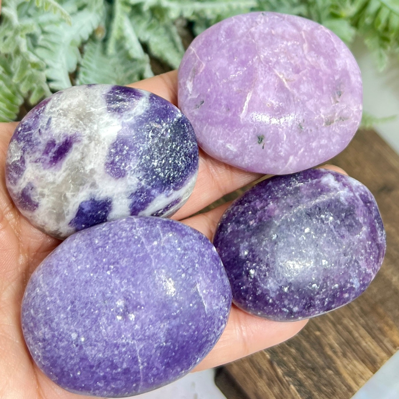 Lepidolite Purple Mica Palm Stones Meditation Crystals