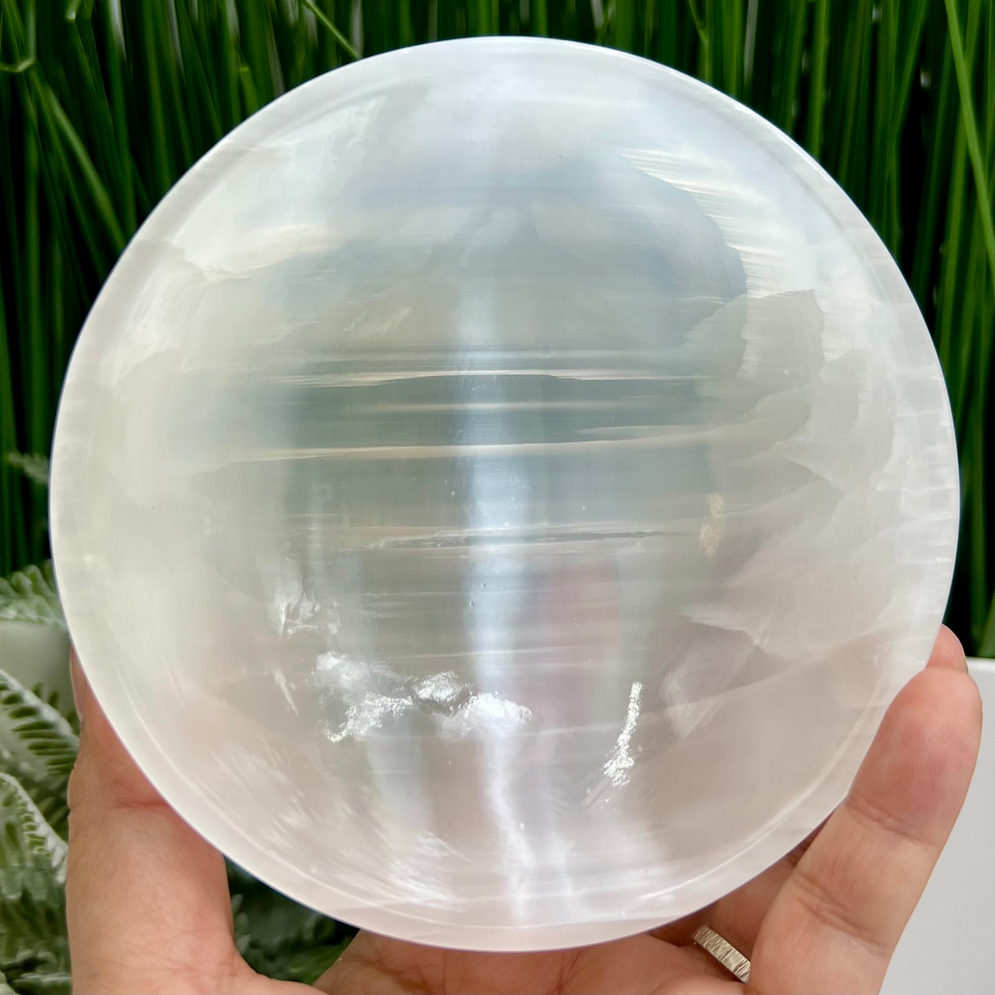 Satin Spar Selenite Round Bowl High Quality Crystal Carving 510g