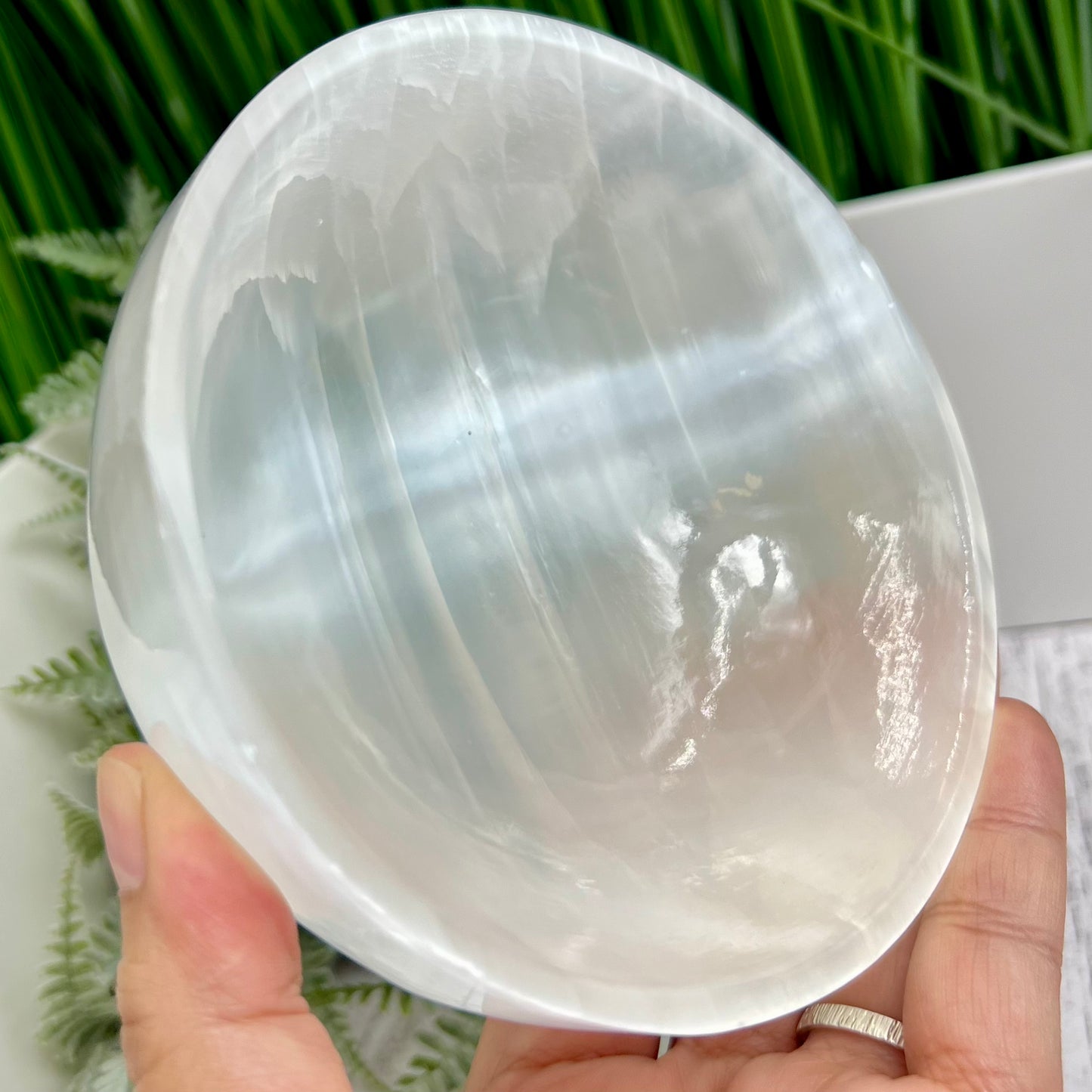 Satin Spar Selenite Round Bowl High Quality Crystal Carving 510g