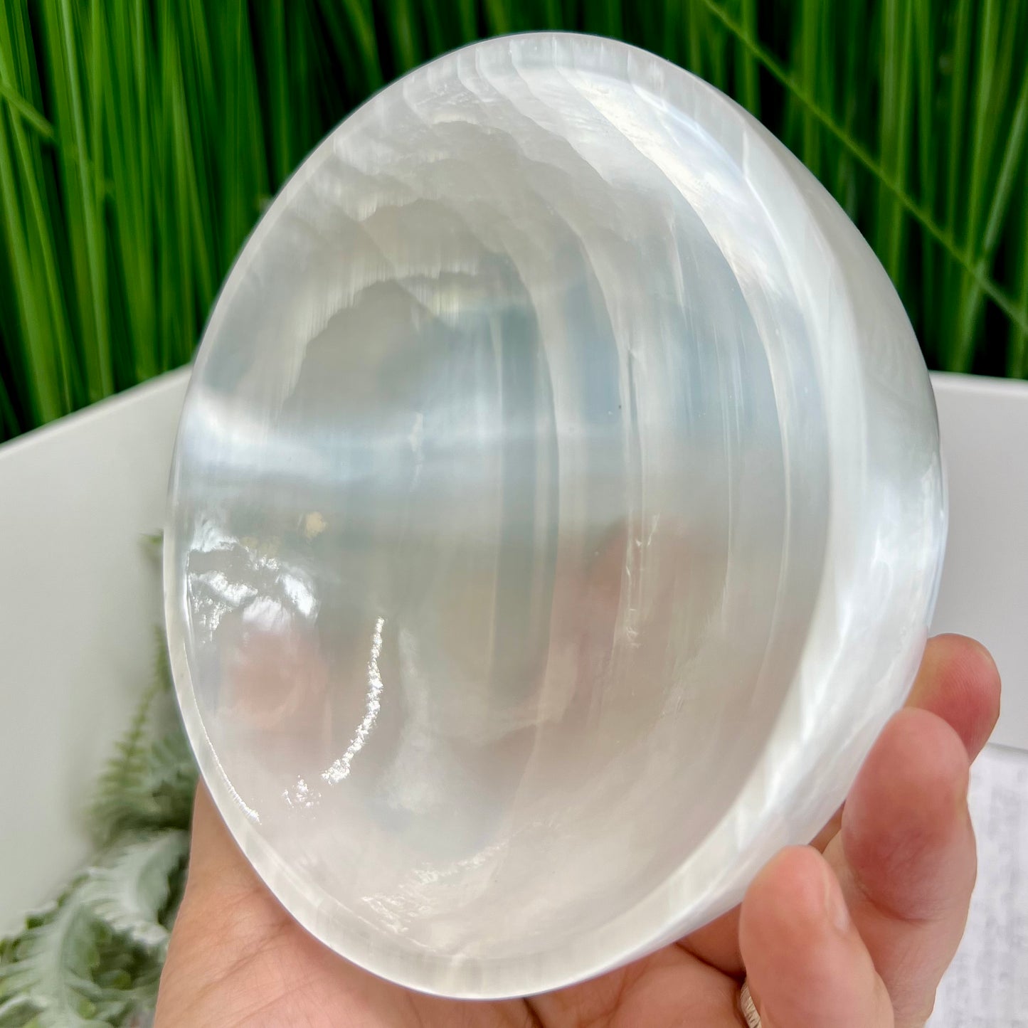 Satin Spar Selenite Round Bowl High Quality Crystal Carving 510g