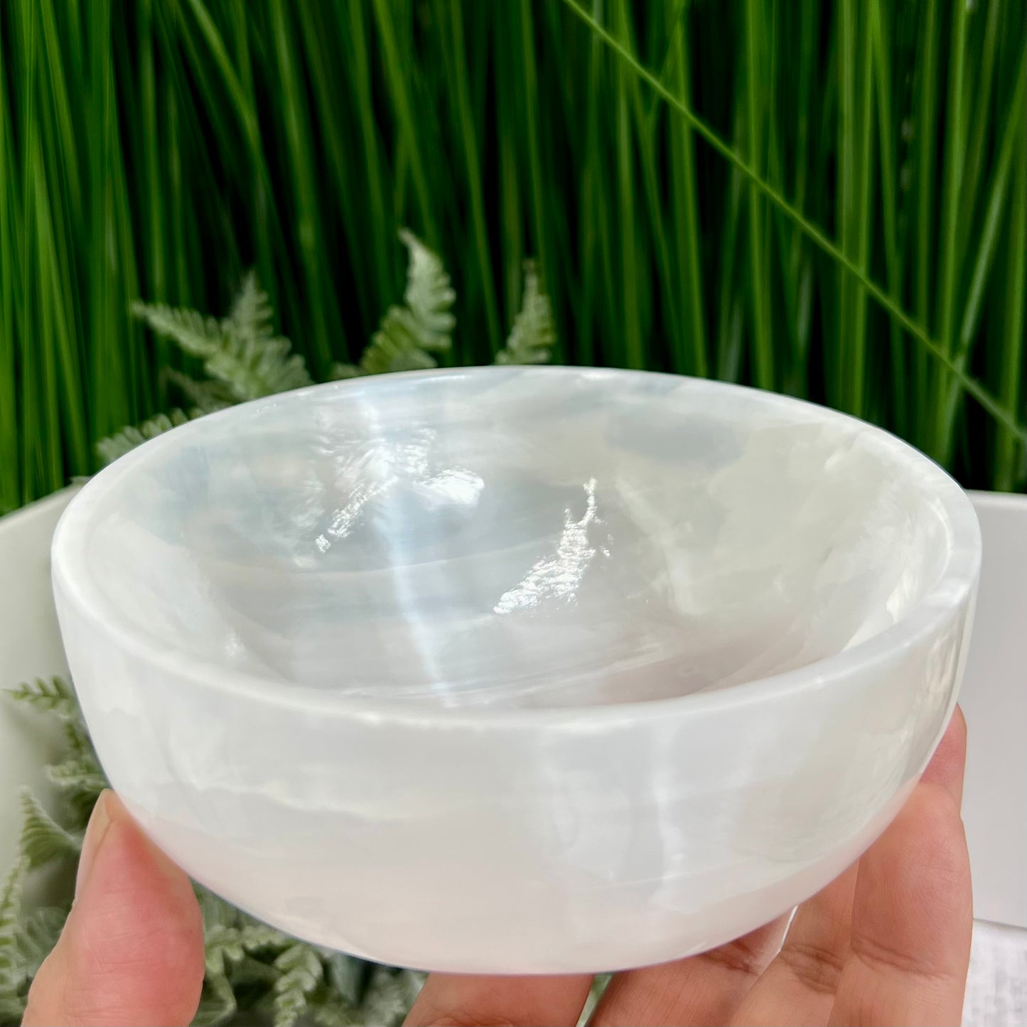 Satin Spar Selenite Round Bowl High Quality Crystal Carving 510g