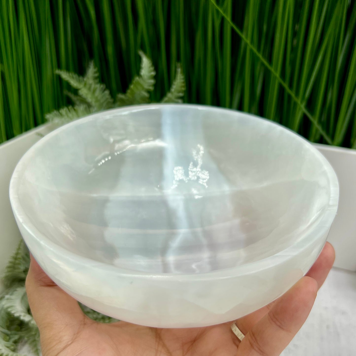 Satin Spar Selenite Round Bowl High Quality Crystal Carving 866g