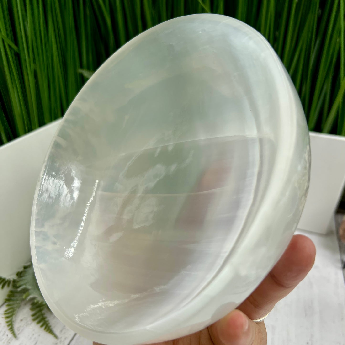 Satin Spar Selenite Round Bowl High Quality Crystal Carving 866g