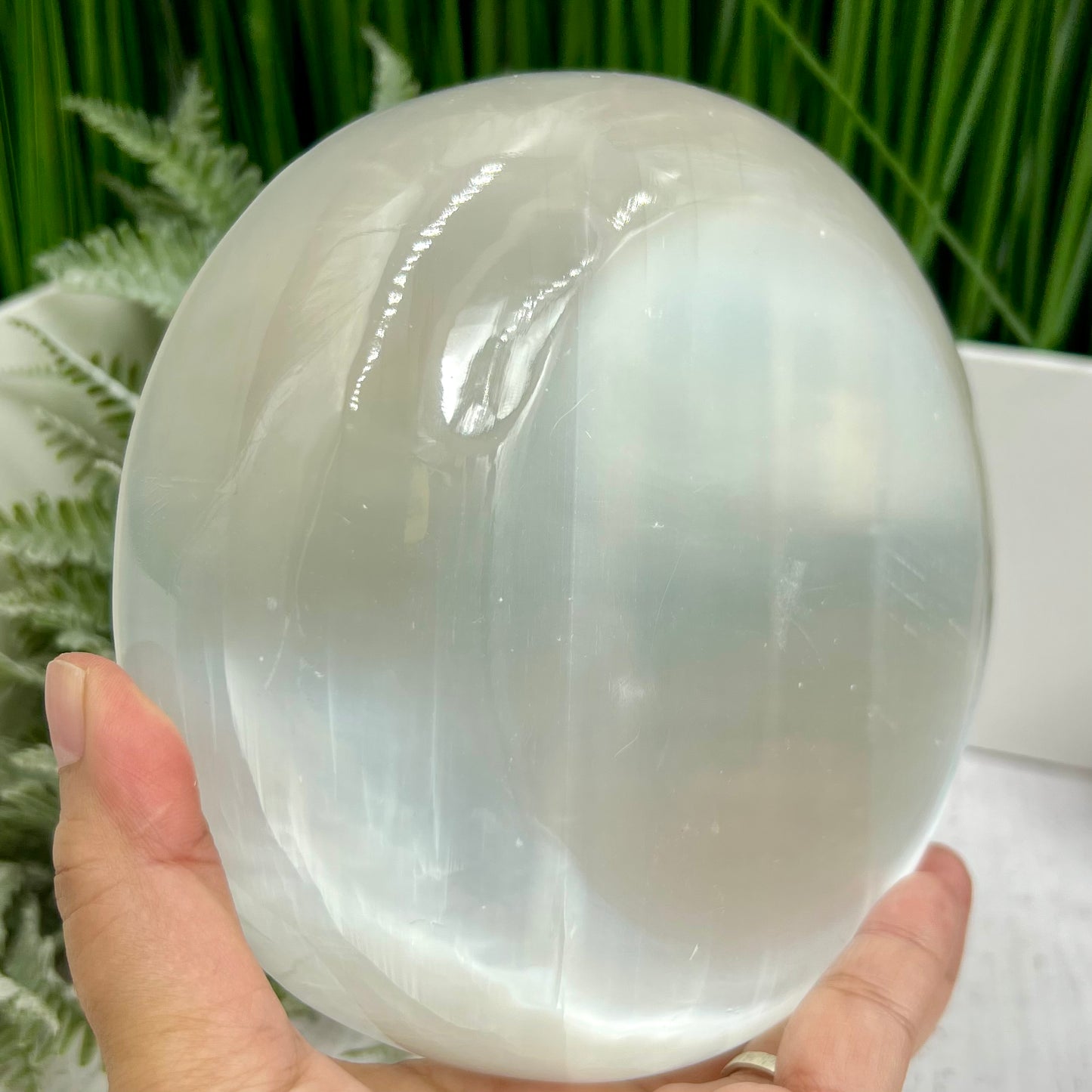 Satin Spar Selenite Round Bowl High Quality Crystal Carving 866g